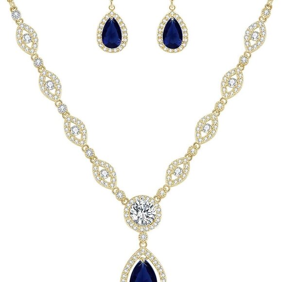 AAA Cubic Zirconia CZ Silver Plated Base Women's Party Jewelry Set Earrings Pend - Picture 1 of 7